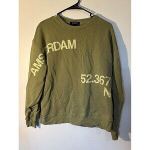 Vinyl Icons “Amsterdam” Sweatshirt, Size Medium, Green 100% Cotton
